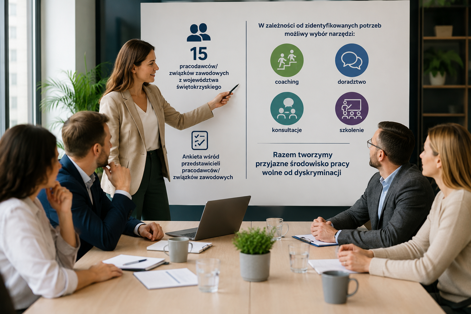 Realizacja programów mających na celu poprawę dostępu do zatrudnienia dla osób w niekorzystnej sytuacji poprzez zwiększenie świadomości i kompetencji pracodawców/związków zawodowych na temat sposobów zapobiegania dyskryminacji i tworzenia przyjaznego środowiska pracy